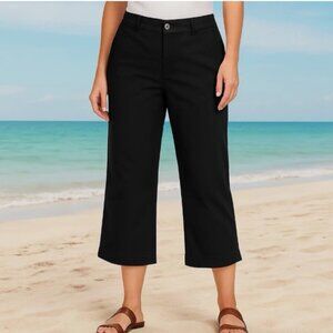 Sag Harbor Capri Cropped pants Black Cotton Spandex Sz 12 NWT RV $45